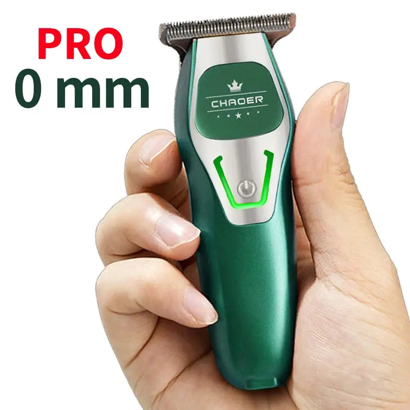 Hair clipper by Chaoer, cordless green professional barber tool with 0 mm blade