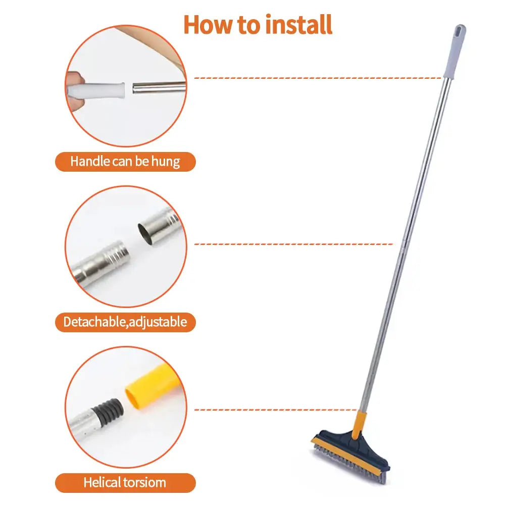 PowerScrub 3 In 1 Cleaning Brush With Long Handle Rotating Head Reaches Crevices For Deep Bathroom Cleaning