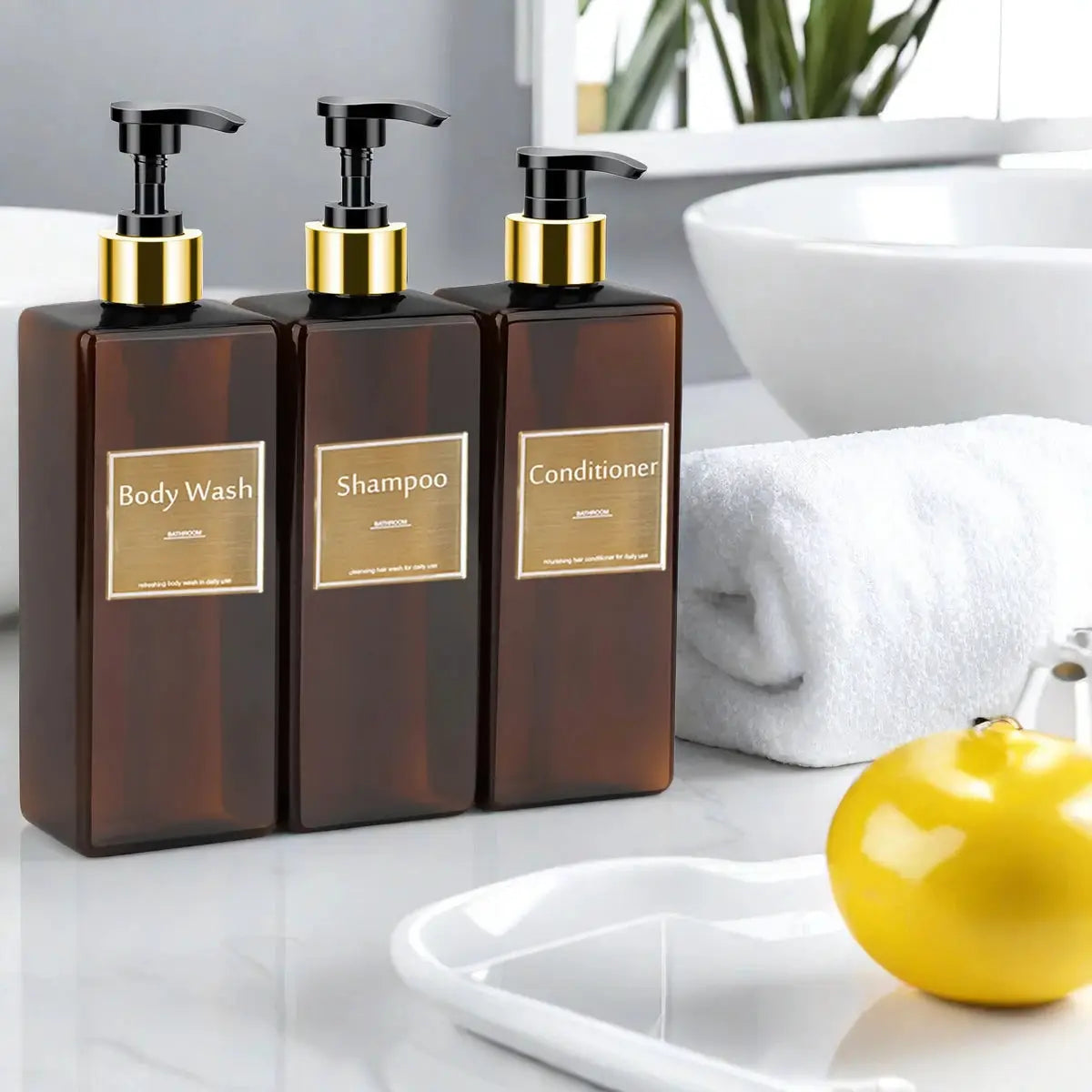 Shower Soap Dispenser Set Refillable Bottles For Shampoo And Conditioner Hand Soap Dish Soap Bathroom And Kitchen