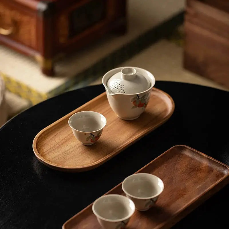 Solid Wood Serving Tray Round Rectangle Japanese Style Tableware For Desserts Snacks Fruits Tea Bread Board