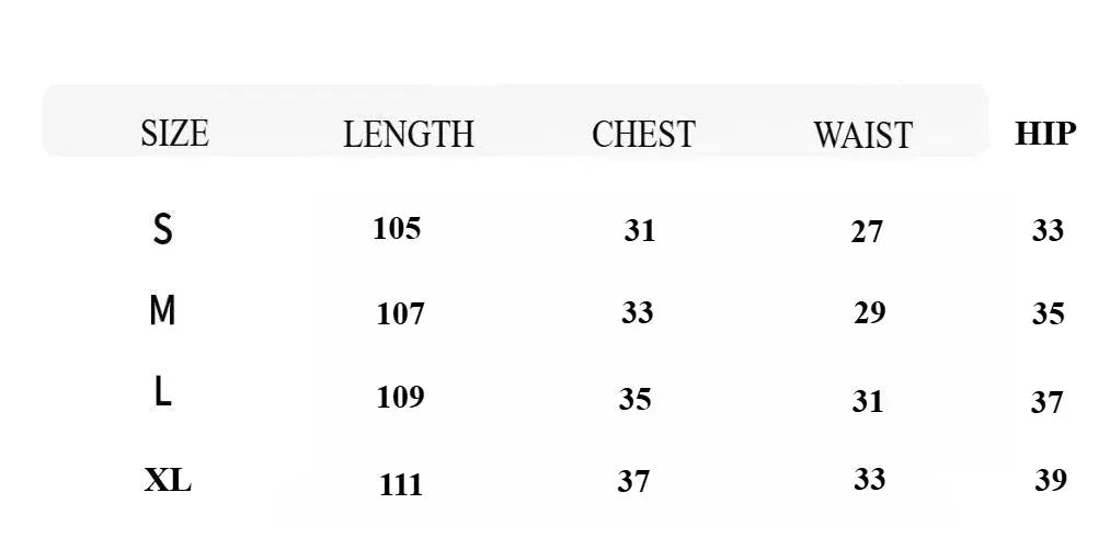 Simples Market women seamless ribbed jumpsuit size chart with S–XL sizes and length, chest, waist, hip measurements.