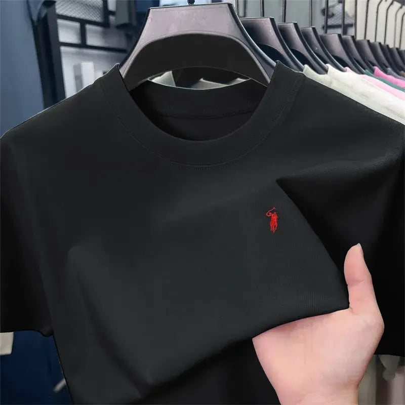 100% cotton men's short sleeve T-shirt fashion brand Paul Pony embroidery summer new high-end comfortable casual round neck top