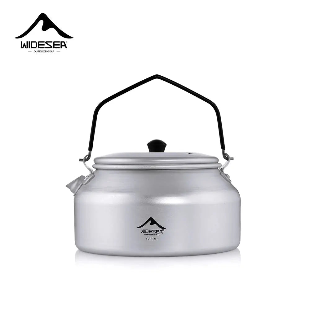 Widesea 1L Pure Aluminum Camping Kettle Portable Short Mouth Design With Removable Handle For Quick Boiling Outdoors