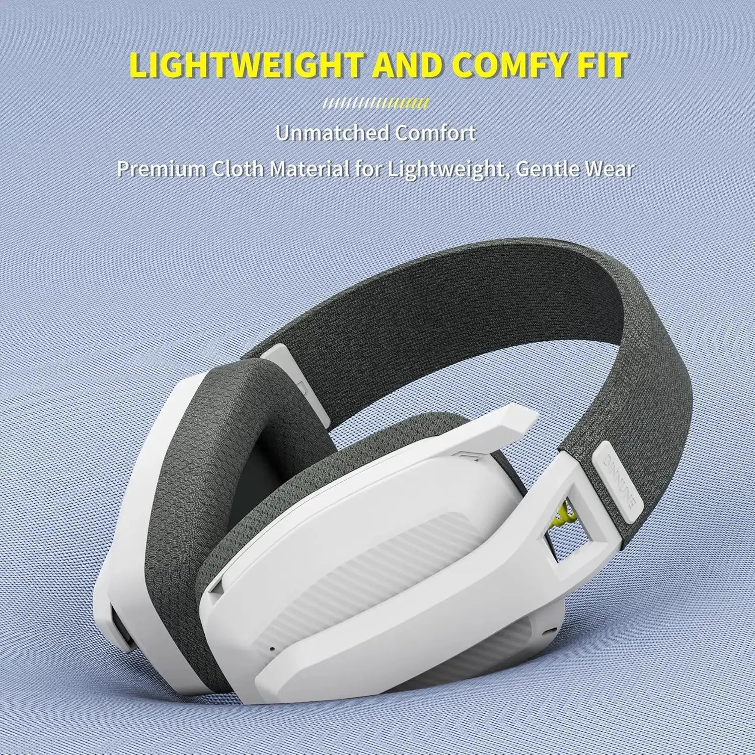 BINNUNE BW06 wireless gaming headset with mic, white and gray over-ear design