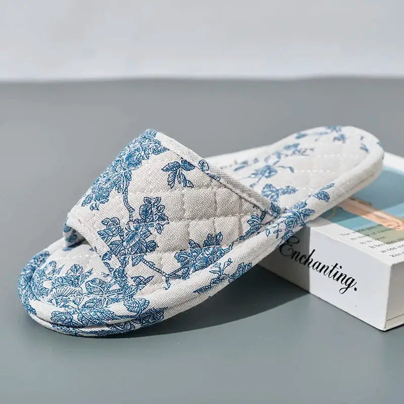 CloudWalk Floral Cotton Indoor Slippers Lightweight Anti Slip Comfort For Home Use
