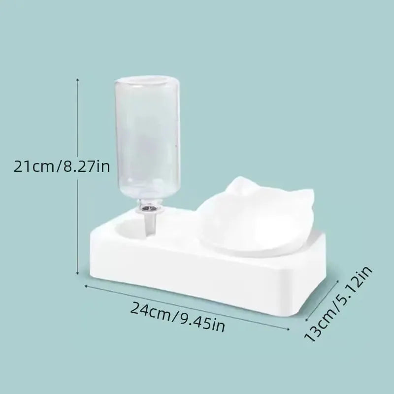 15 Degree Tilt Pet Bowl With Cervical Vertebrae Protection And Automatic Drinking Feeder Double Bowl For Dogs