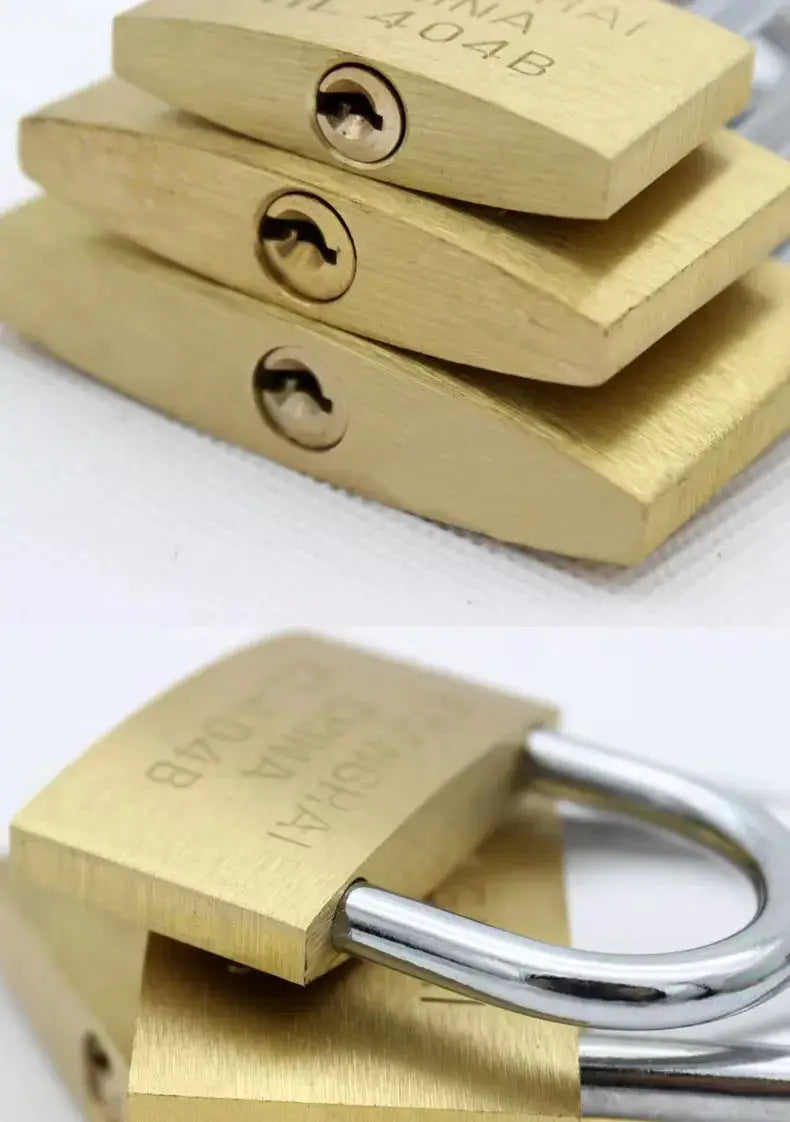 Copper padlock set with 3 locks for luggage, case or locker use; includes 3 keys by Simples Market