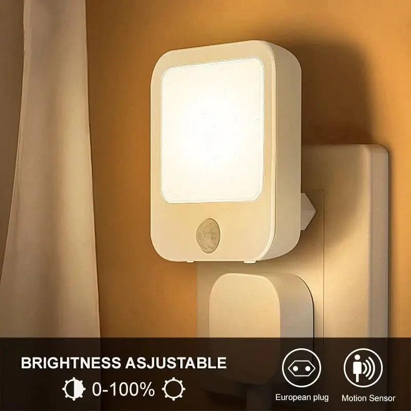 Simples Market night light with motion sensor, wall-plug, adjustable brightness, white bedside lamp