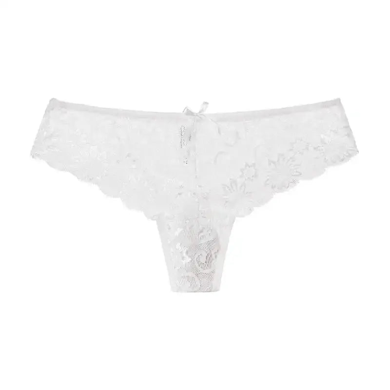 LaceLuxe Women Breathable Lace Panties Briefs Comfortable Nylon Spandex Blend With Hollow Bowknot Design