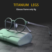 Unisex Ultralight Titanium TR90 Retro Round Prescription Eyeglasses 8g All Day Comfort