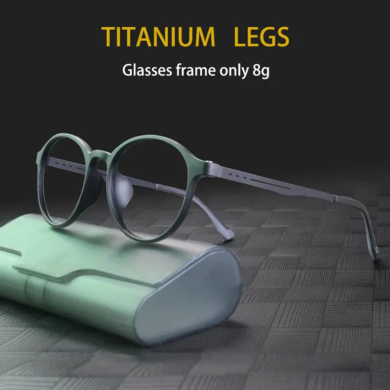Unisex Ultralight Titanium TR90 Retro Round Prescription Eyeglasses 8g All Day Comfort