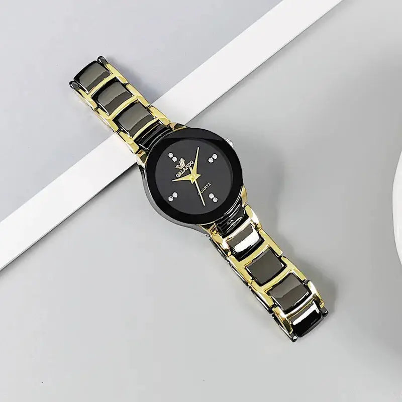 Men's Black Dial Steel Quartz Watch With Alloy Case And Band For Business And Everyday Wear