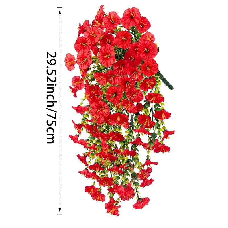 75cm White Artificial Morning Glory Wall Hanging Vines With Eucalyptus Silk Flowers For Home Or Garden Decor