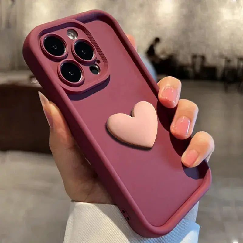 LuxCase 3D Love Heart Silicone Phone Case For iPhone 11 Through 17 Shockproof Candy Color Protection