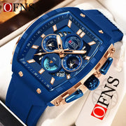 OFNS Mens Quartz Watch Waterproof Chronograph With Luminous Display And Silicone Strap Outdoor Luxury