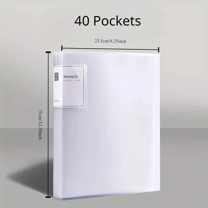 Simples Market A4 transparent insert folder with 40 pockets, multi-layer large-capacity office storage, white plastic.
