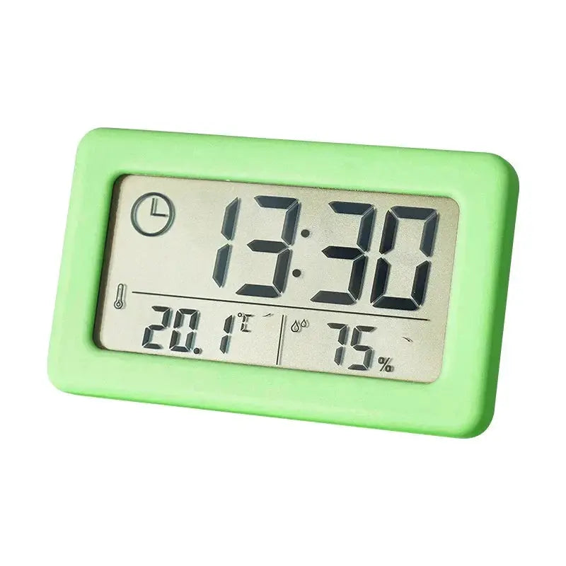 Mini Digital Clock With Temperature And Humidity Display Battery Powered Thermometer Hygrometer 12 24H