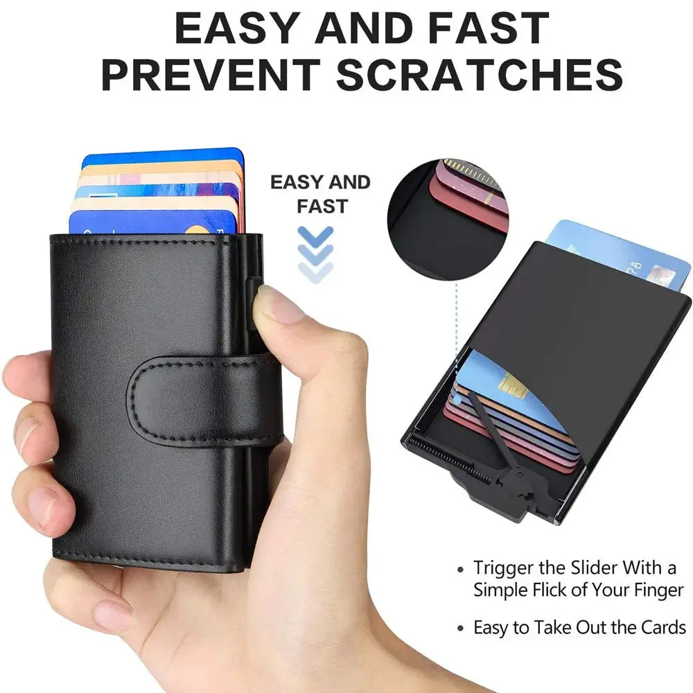 Men's RFID microfiber leather slim tri-fold wallet by Simples Market with card slots
