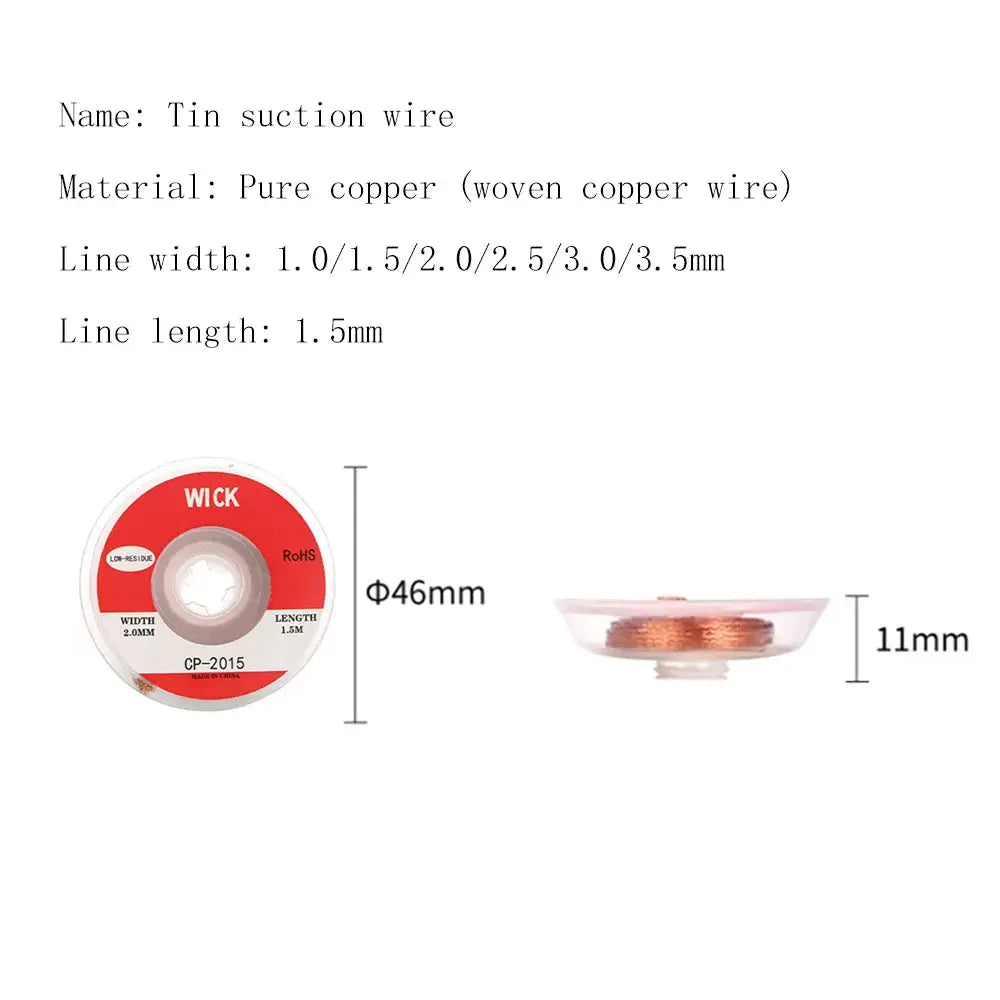 Manual Desoldering Pump Solder Sucker 1.5m Wire Copper Alloy for Welding Points Flux Tools