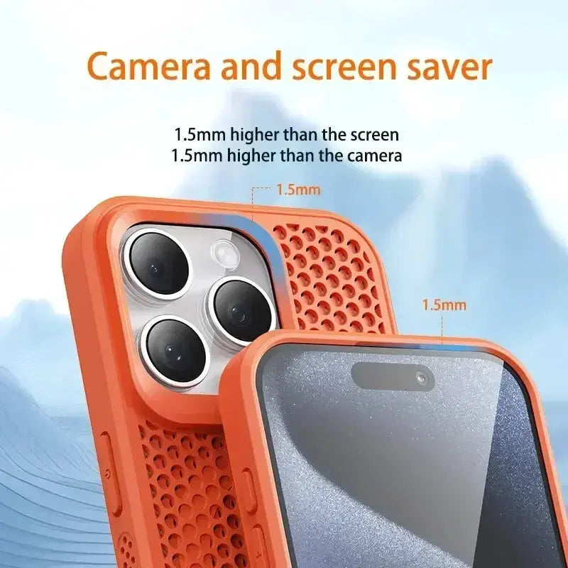 AeroShield Cooling Heat Dissipation Phone Case for iPhone 11 Pro Max to 17 Pro MagSafe Compatible Breathable Hard Back