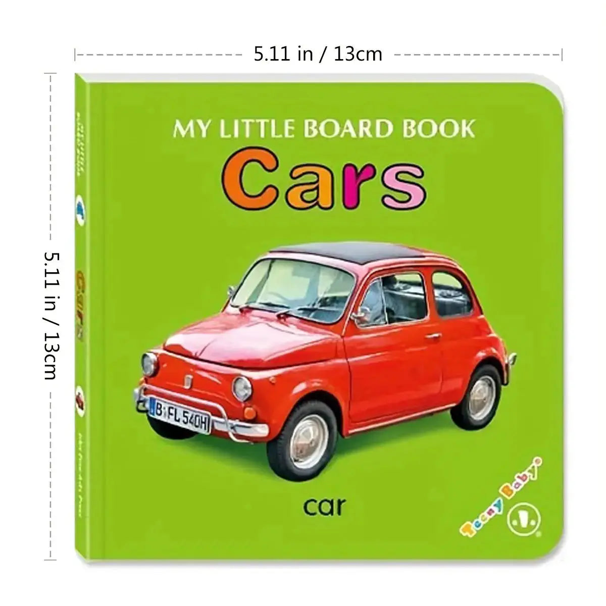 My Little Board Book Cars; green cover with a red car illustration, interactive sensory learning for early readers