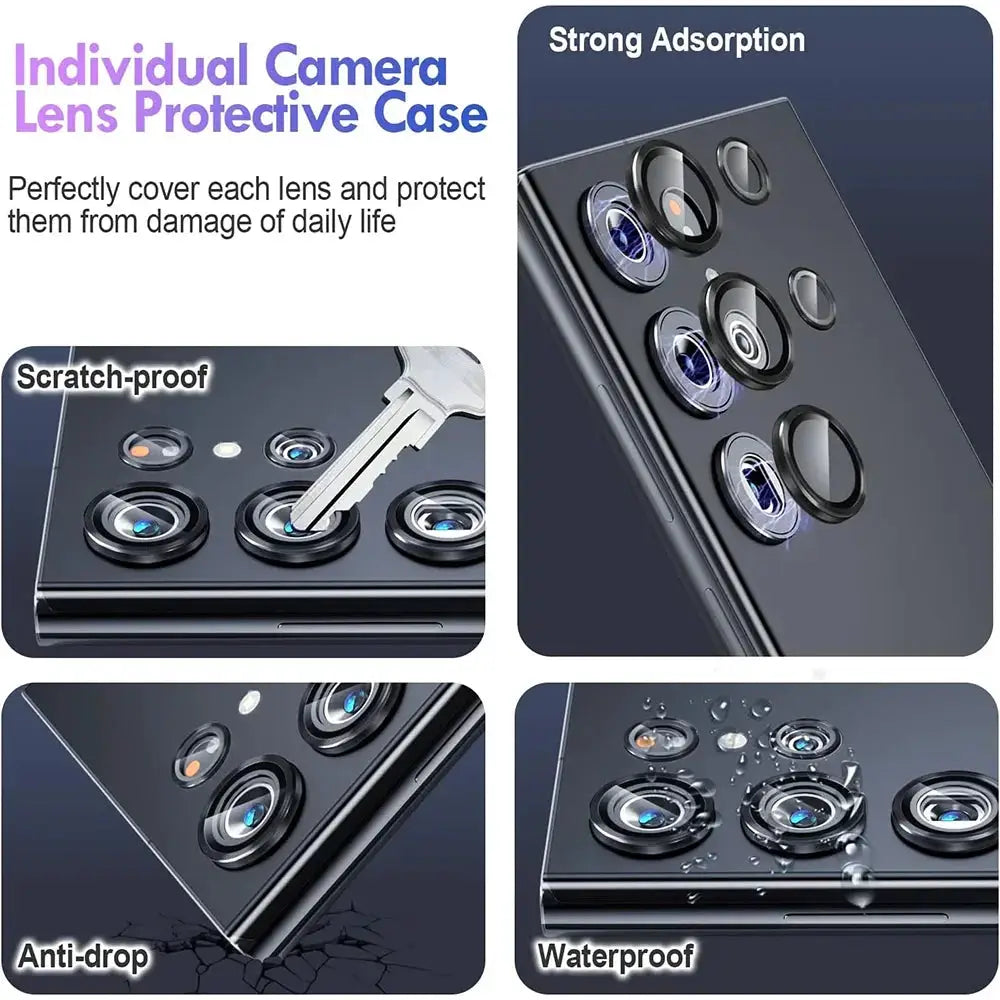 Camera lens protective case with metal ring glass cover for Galaxy S26 Ultra; anti-drop, waterproof.