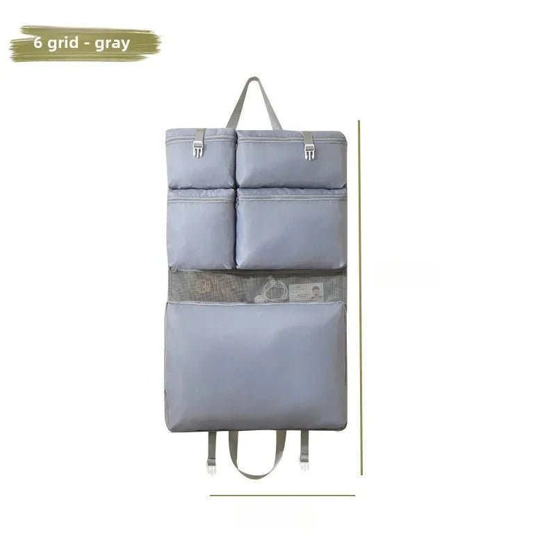 Simples Market Business Travel Storage Hanging Bag, foldable gray travel organizer with multiple zip pockets