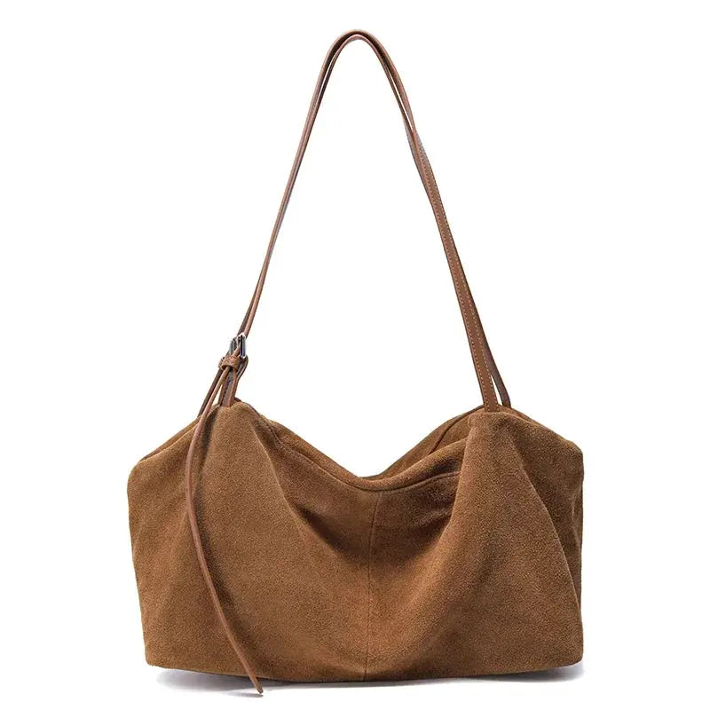 Luxora Women Suede Cowhide Leather Shoulder Crossbody Bag With Ample Space And Multiple Pockets