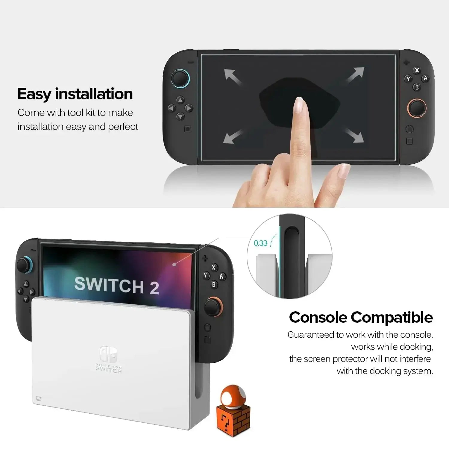 NS2 HD Tempered Glass Screen Protector For 2025 Nintendo Switch 2 With 9H Hardness Anti Scratch Crystal Clear