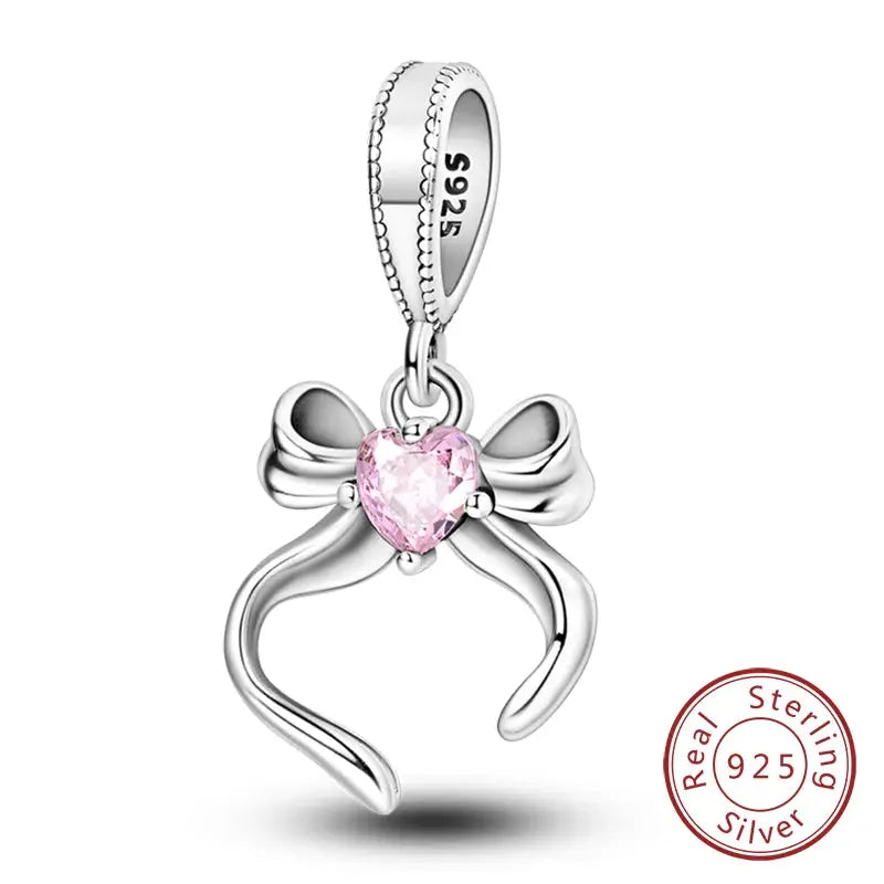 925 Sterling Silver Charms Beads Forever Love Heart Dangle For Bracelet Women Jewelry Gift Sister Family Life