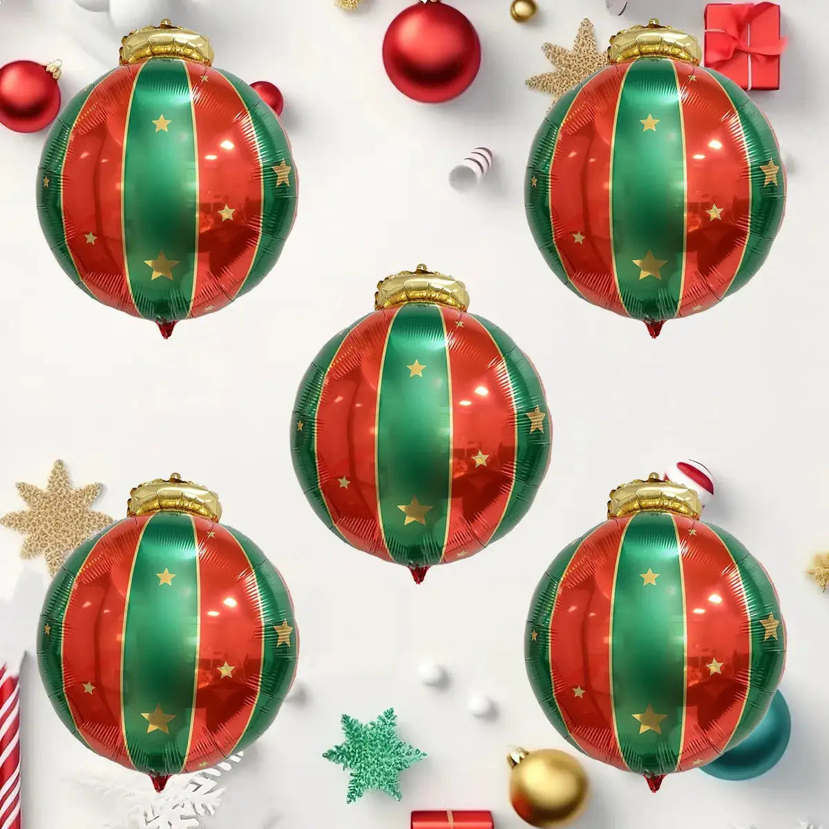Red And Green Christmas Ball Foil Balloons 2 Pack Party Decorations For Home And Store