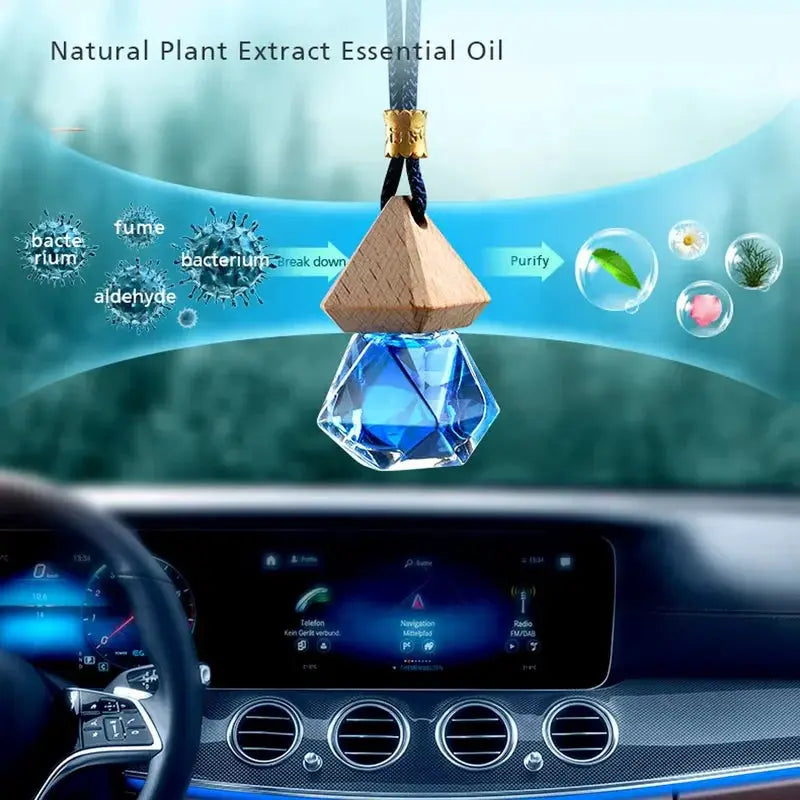 Auto Aromatherapy Fragrance Pendant Bottle Diffuser Car Hanging Glass Crystal Ornament For Home And Vehicle