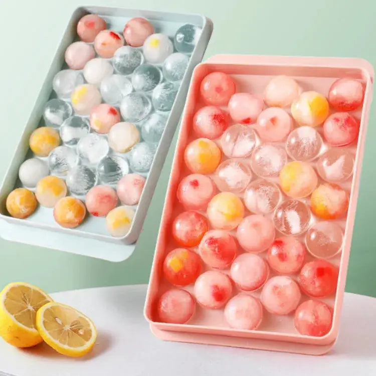 3D Round Ice Cube Tray With Lid Diamond Style Plastic Ice Mold Spherical Ice Ball Maker For Kitchen Bar