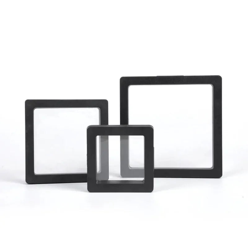 7x7cm 3D Suspension Shadow Box Jewelry Display Stand Ring Pendant Holder Case Presentation