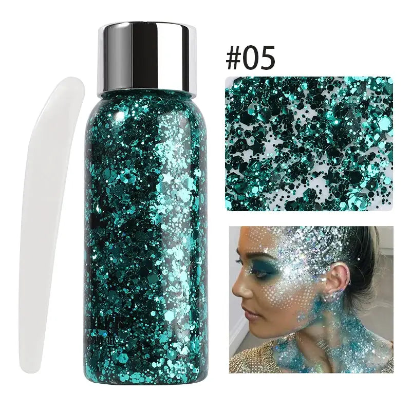 Long-Lasting Body Glitter Gel With Sequins For Face Eyes Hair Mermaid Scales Effect For Prom Party