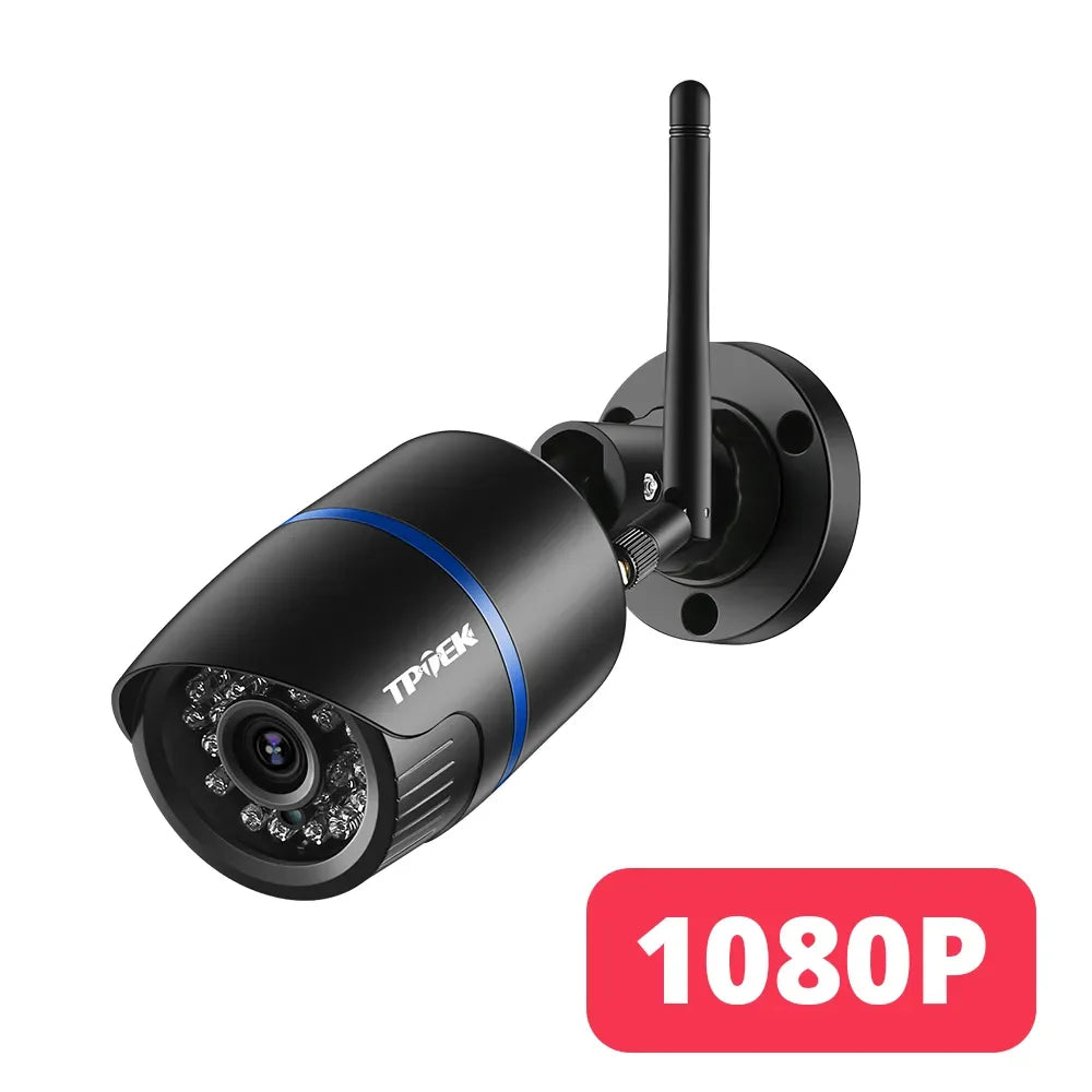 Outdoor black 1080P bullet WiFi IP camera with antenna and wall mount from Simples Market