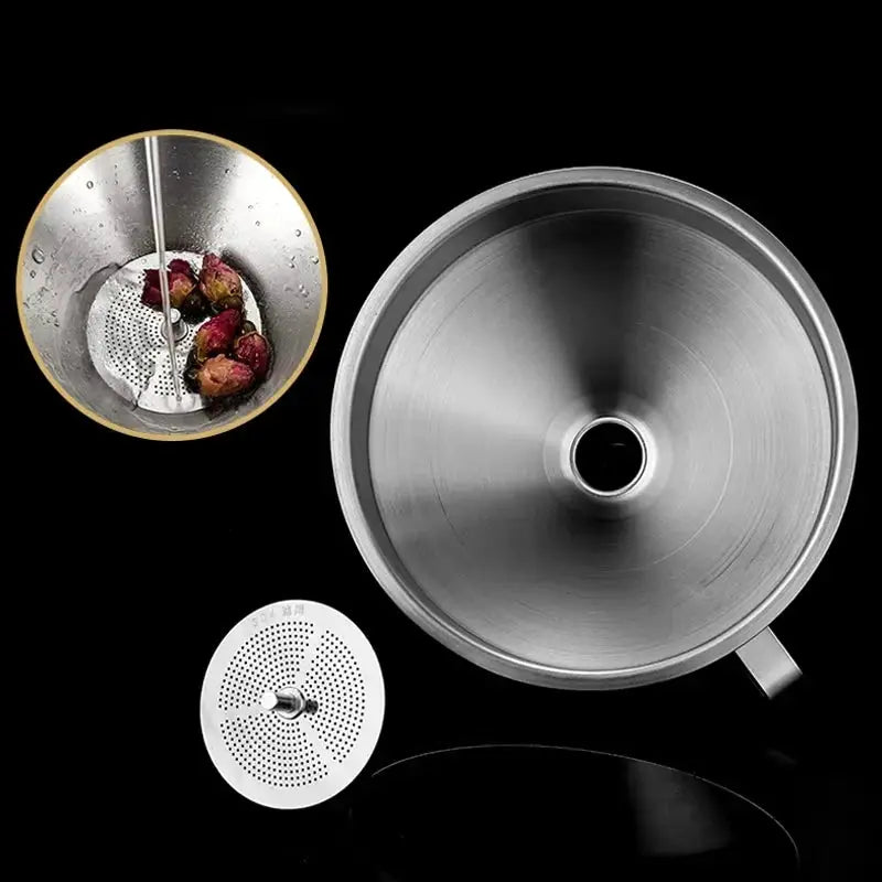 304 Stainless Steel Kitchen Funnel With Strainer Small Oil Filter For Bottles And Liquids