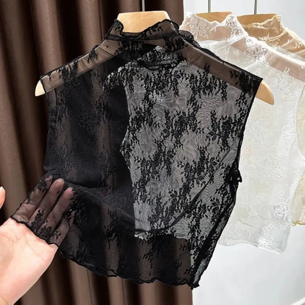 Detachable Lace Floral Fake Collar For Women Gauzy False Collar All Match Slim Lace Tank Top Accessory