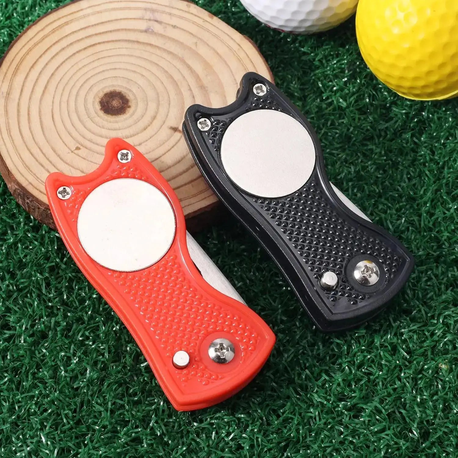 Grearth Golf Divot Repair Tool Foldable Metal With Magnetic Ball Marker For Golf Green Maintenance