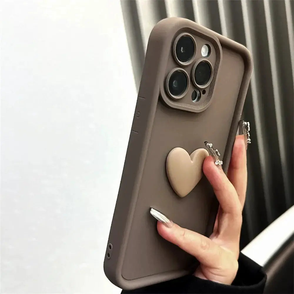 LuxCase 3D Love Heart Silicone Phone Case For iPhone 11 Through 17 Shockproof Candy Color Protection