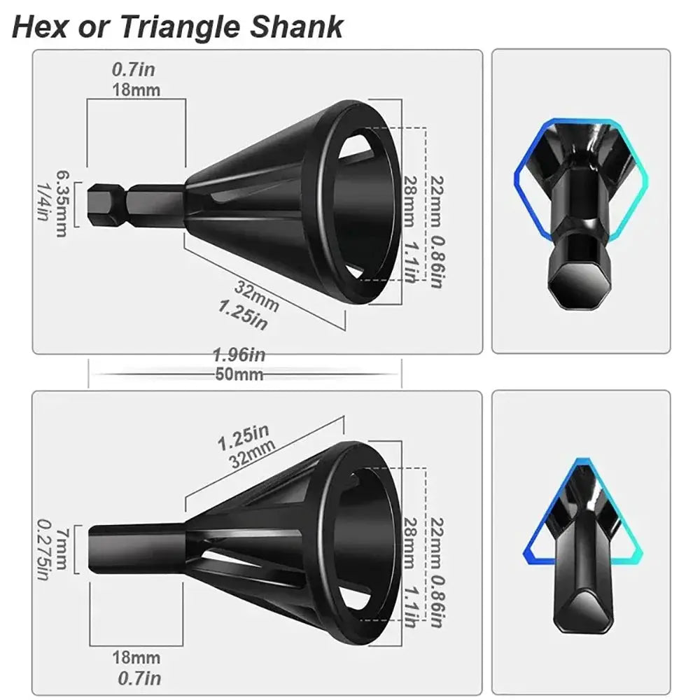 Hexagonal Triangular Handle Chamfering Tool For Drill Burr Removal Deburring And Trimming Stainless Steel Copper Screws