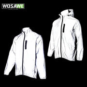 WOSAWE men's white reflective jackets, lightweight hooded windbreakers; two zip-front rain coats shown