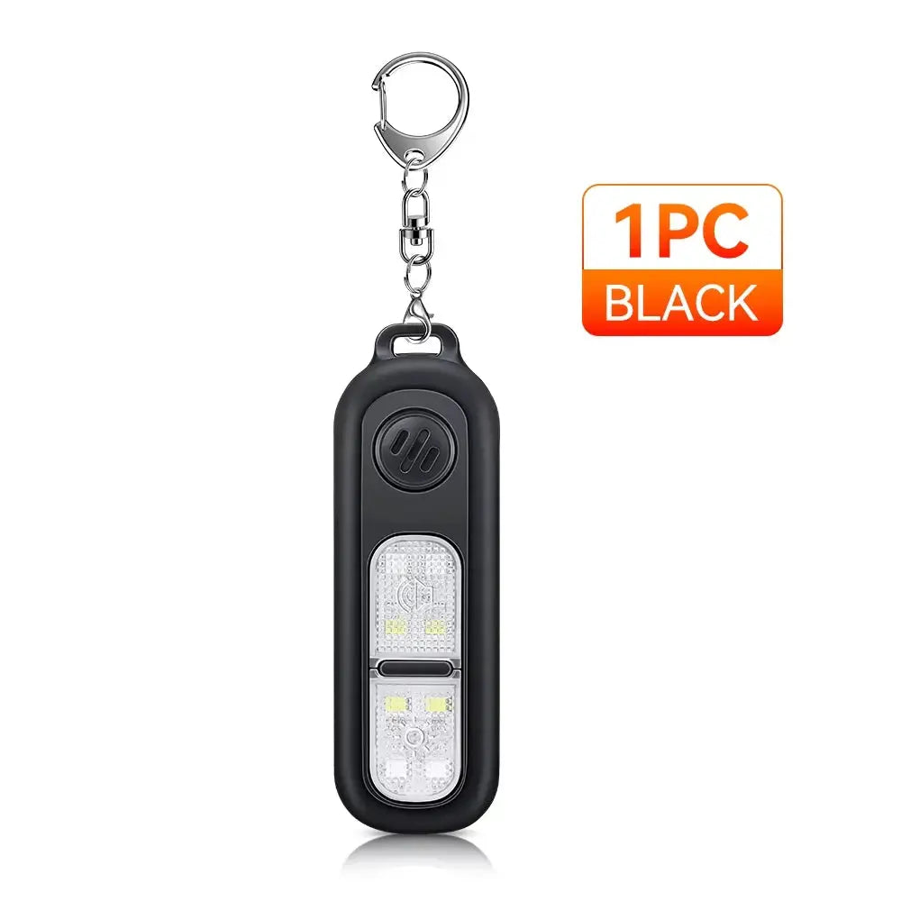 Hollarm self-defense personal alarm keychain, black with LED light
