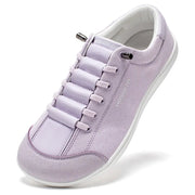 HOBIBEAR wide-toe lavender barefoot canvas sneakers for unisex, lightweight with adjustable lace system