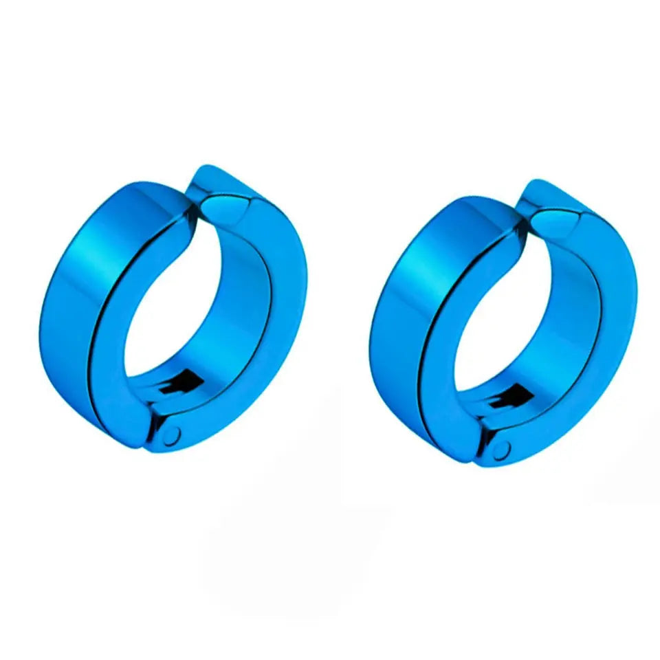 ZAKOL 2Pcs Set Non Piercing Ear Clip Earrings For Men Circle Round Punk Rock Style Stainless Steel Jewelry Gift
