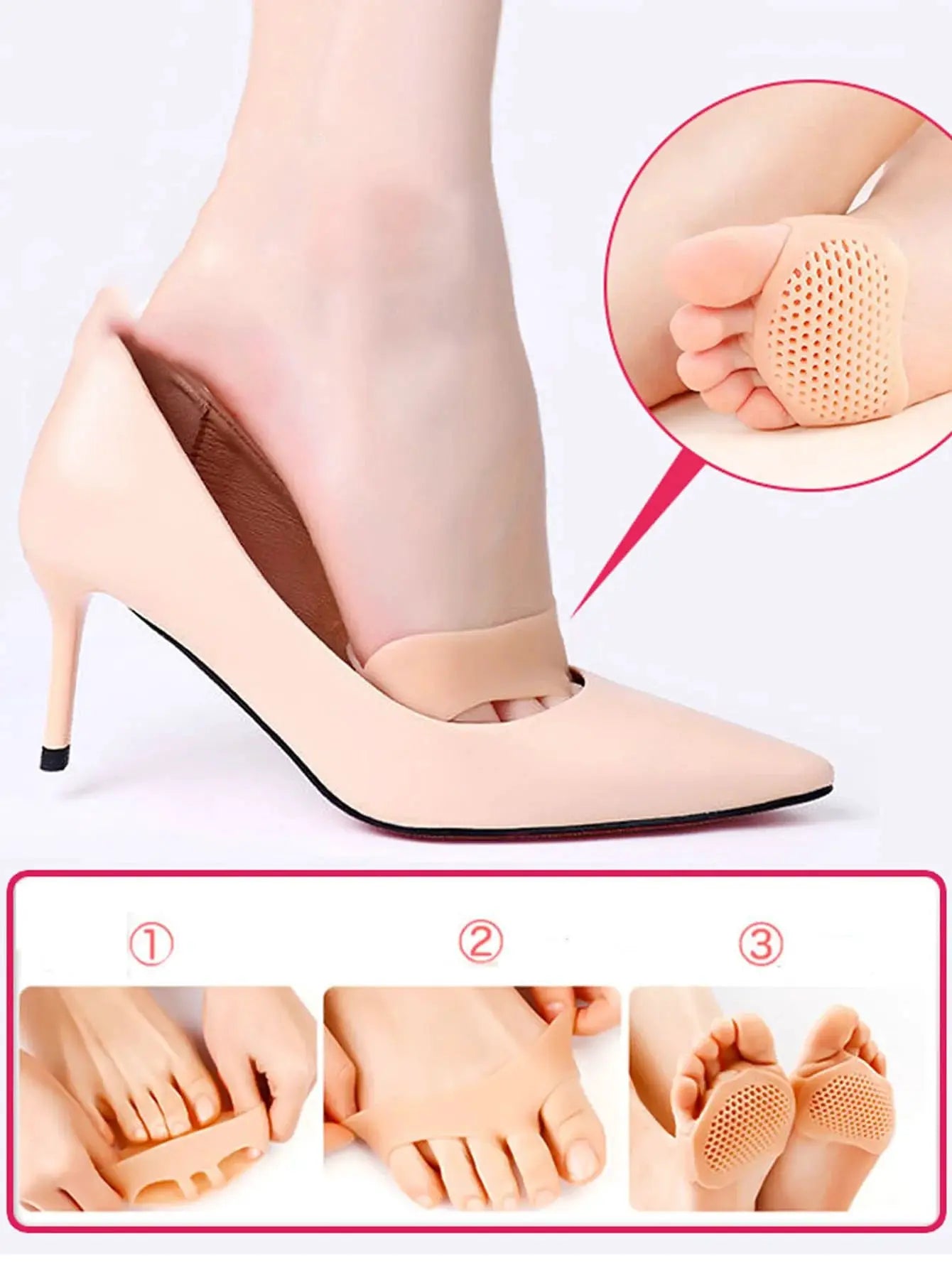 Forefoot Gel Foot Pads Reusable Soft Cushioning Inserts For Shoes For Men And Women Wear Resistant 10 Sets