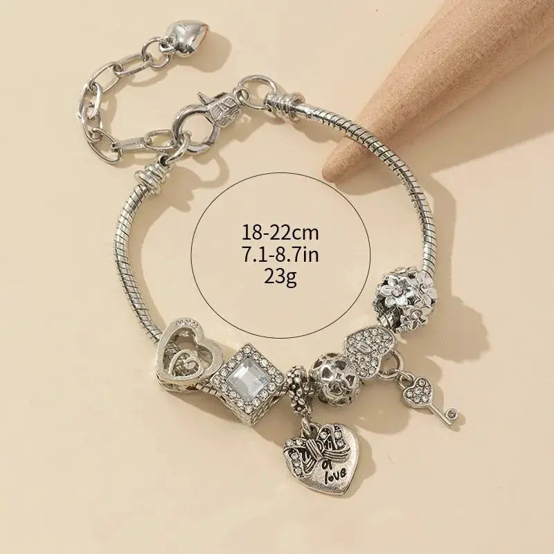 Women's Fashion Beaded Multi Element Bracelet Charm Love Pan Family Daily Wear Party Gift
