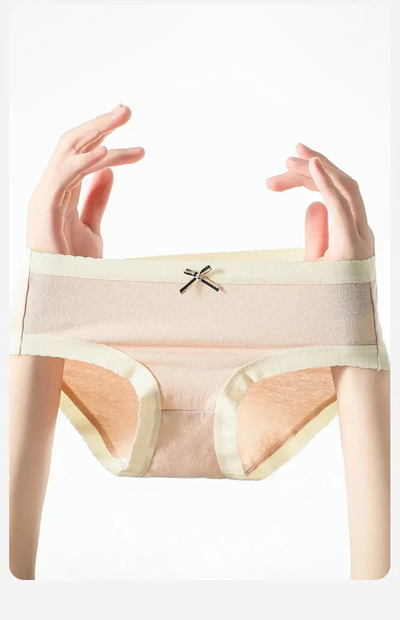 Women's cotton panties with a small bow, pale pink low-rise bikini brief by Simples Market