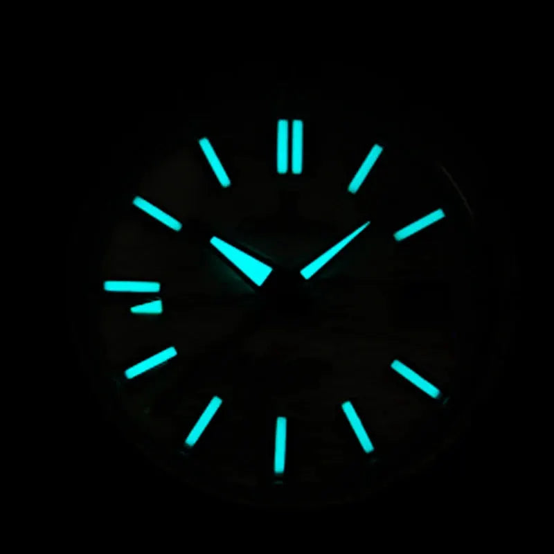 Cronos Men Watch 39mm, white dial, birch-pattern solid links, sapphire crystal, luminous blue markers