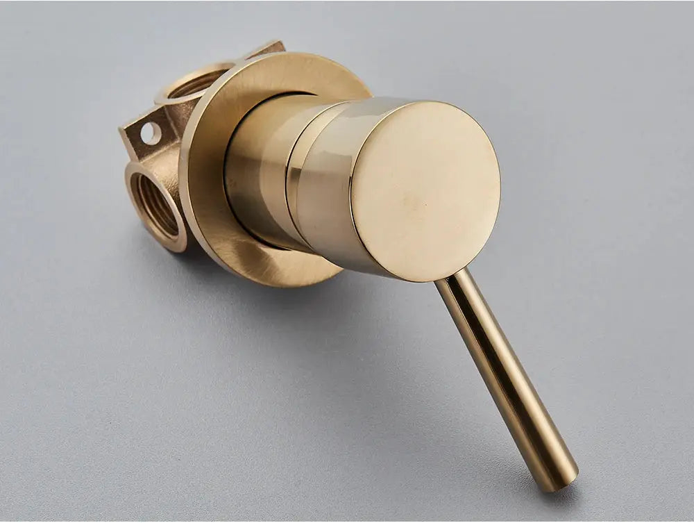 Brass bathroom shower diverter valve with round lever and concealed mounting